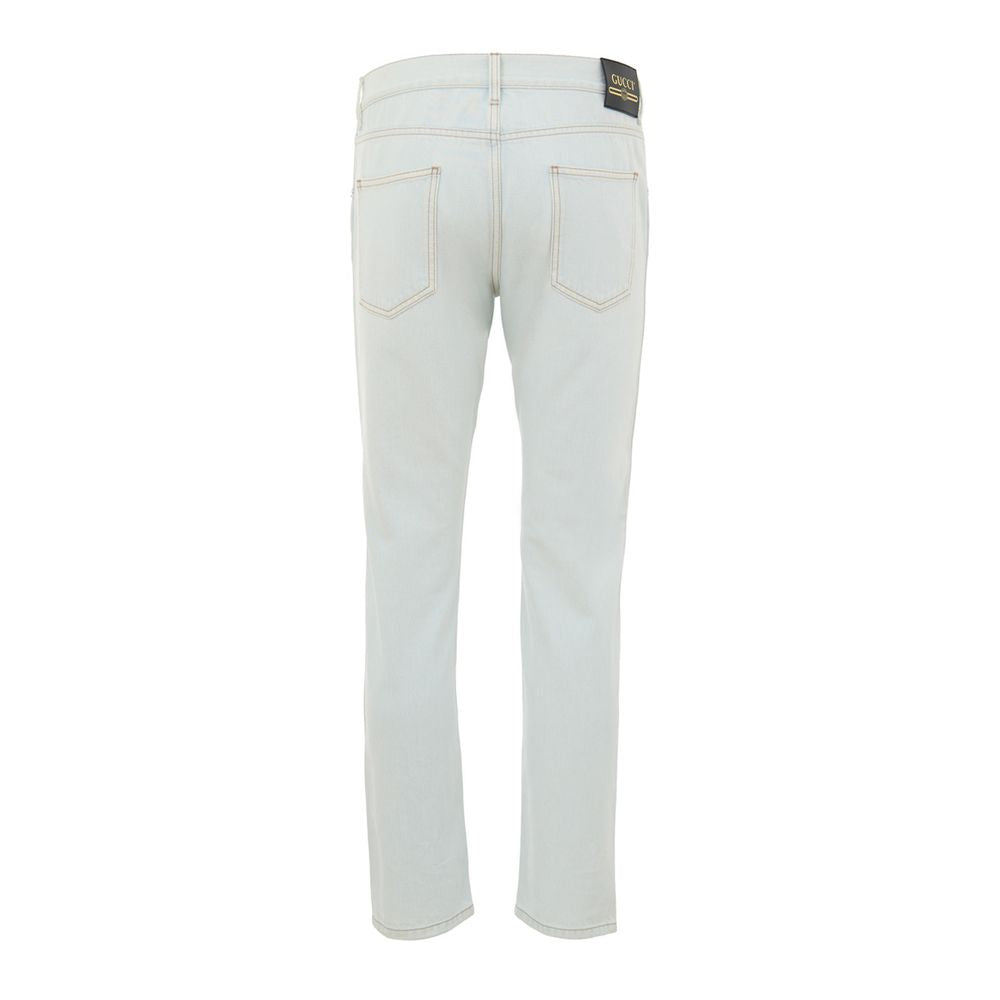 Gucci Blue Cotton Relaxed Fit Jeans Gucci