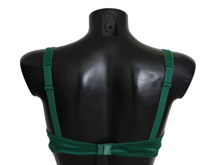 Dolce & Gabbana Green Silk Stretch Floral Lace Bra Underwear Dolce & Gabbana
