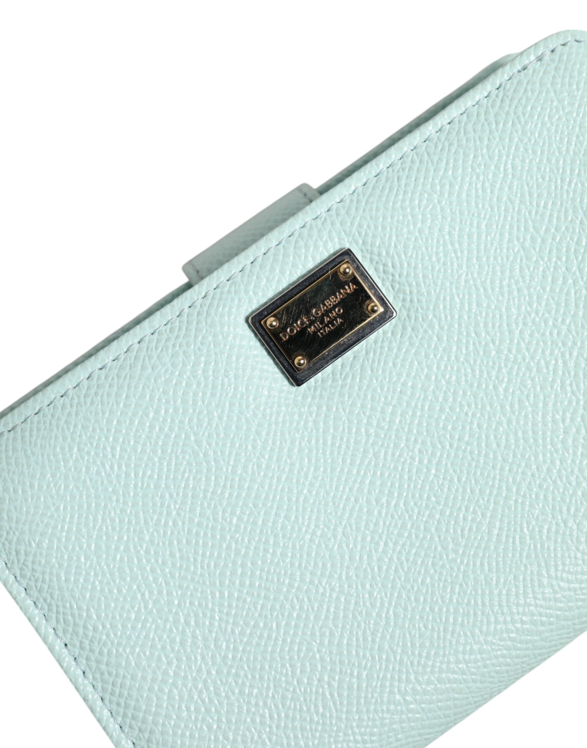 Dolce & Gabbana Mint Green Leather Bifold Continental Clutch Wallet Dolce & Gabbana
