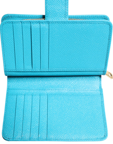 Dolce & Gabbana Light Blue Leather Bifold Continental Clutch Wallet Dolce & Gabbana