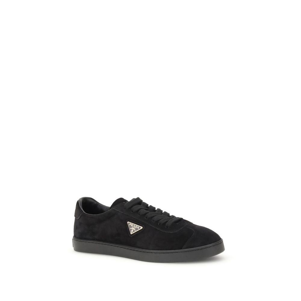 Prada Black Calf Leather Bos Taurus Low Top Sneakers Prada