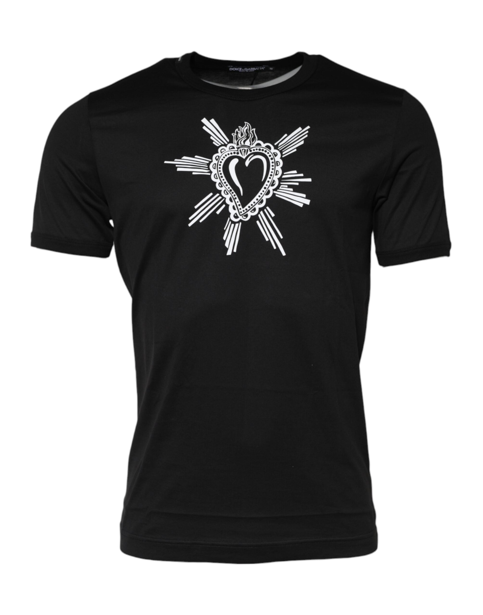 Dolce & Gabbana Black Sacred Heart Cotton Crew Neck T-shirt Dolce & Gabbana
