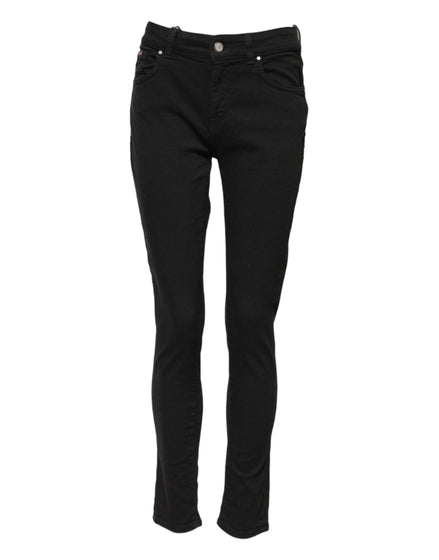 Dolce & Gabbana Black Cotton Skinny Mid Waist Denim Jeans Dolce & Gabbana