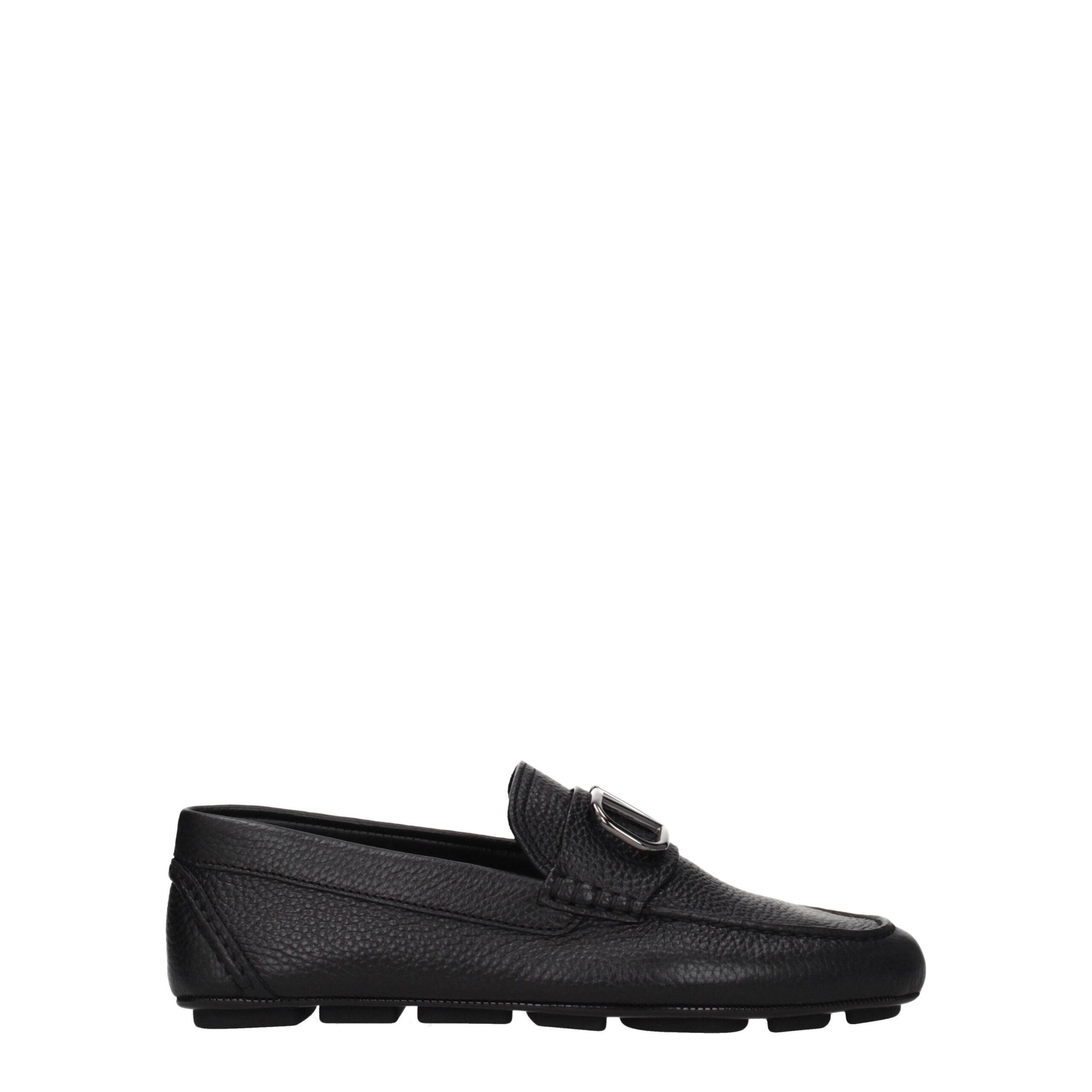 Valentino Garavani Black Leather Slip-On Loafers Valentino Garavani