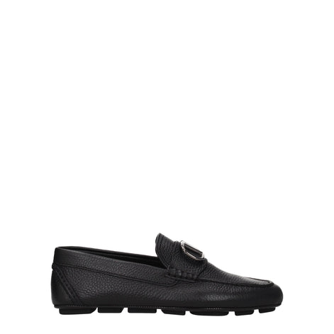 Valentino Garavani Black Leather Slip-On Loafers Valentino Garavani