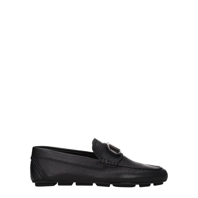 Valentino Garavani Black Leather Slip-On Loafers Valentino Garavani