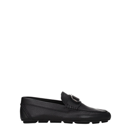 Valentino Garavani Black Leather Slip-On Loafers Valentino Garavani