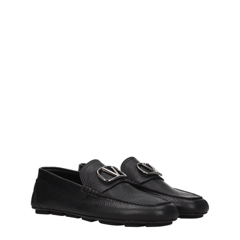 Valentino Garavani Black Leather Slip-On Loafers Valentino Garavani