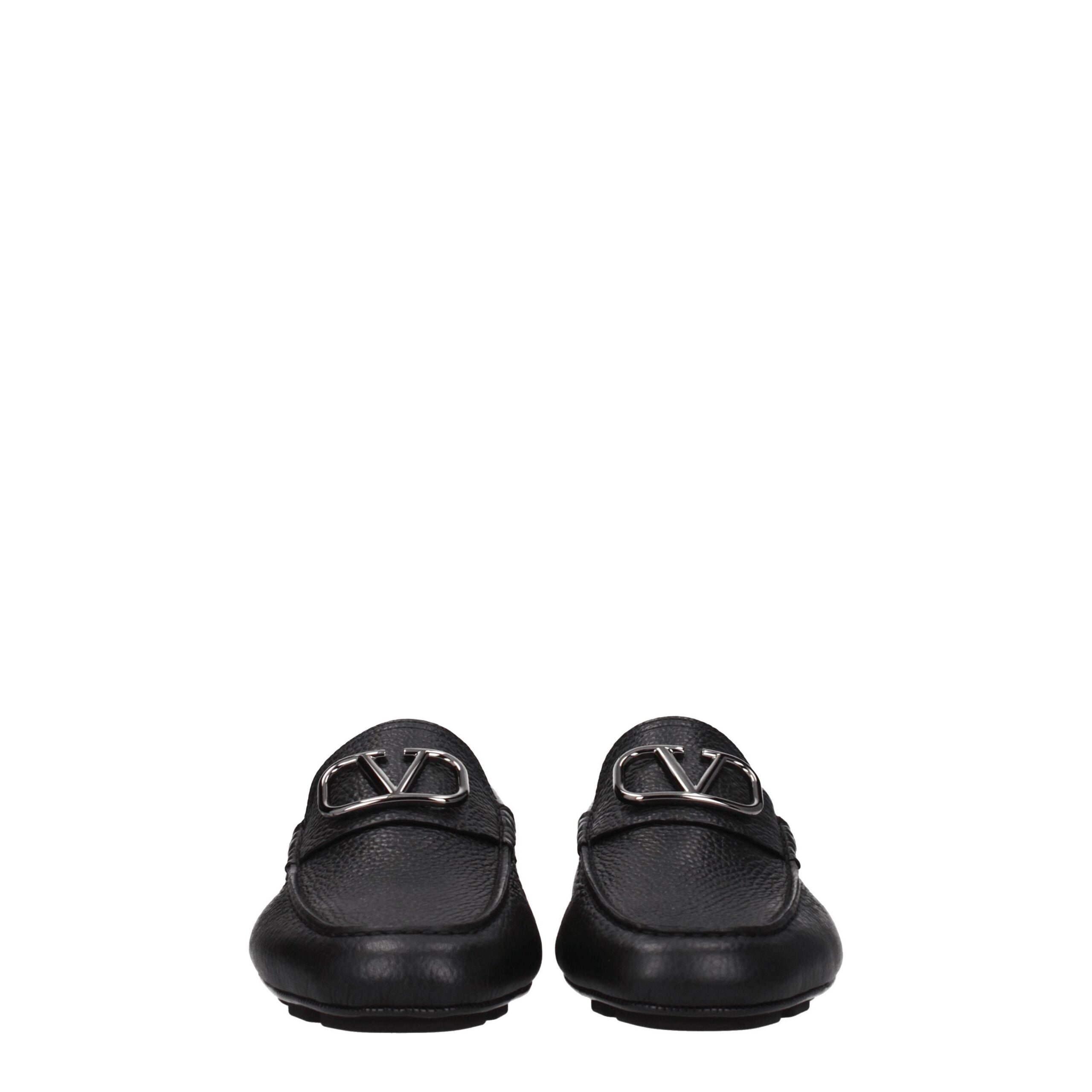 Valentino Garavani Black Leather Slip-On Loafers Valentino Garavani
