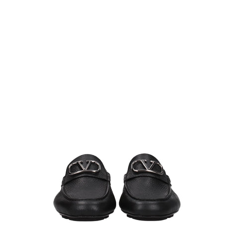 Valentino Garavani Black Leather Slip-On Loafers Valentino Garavani