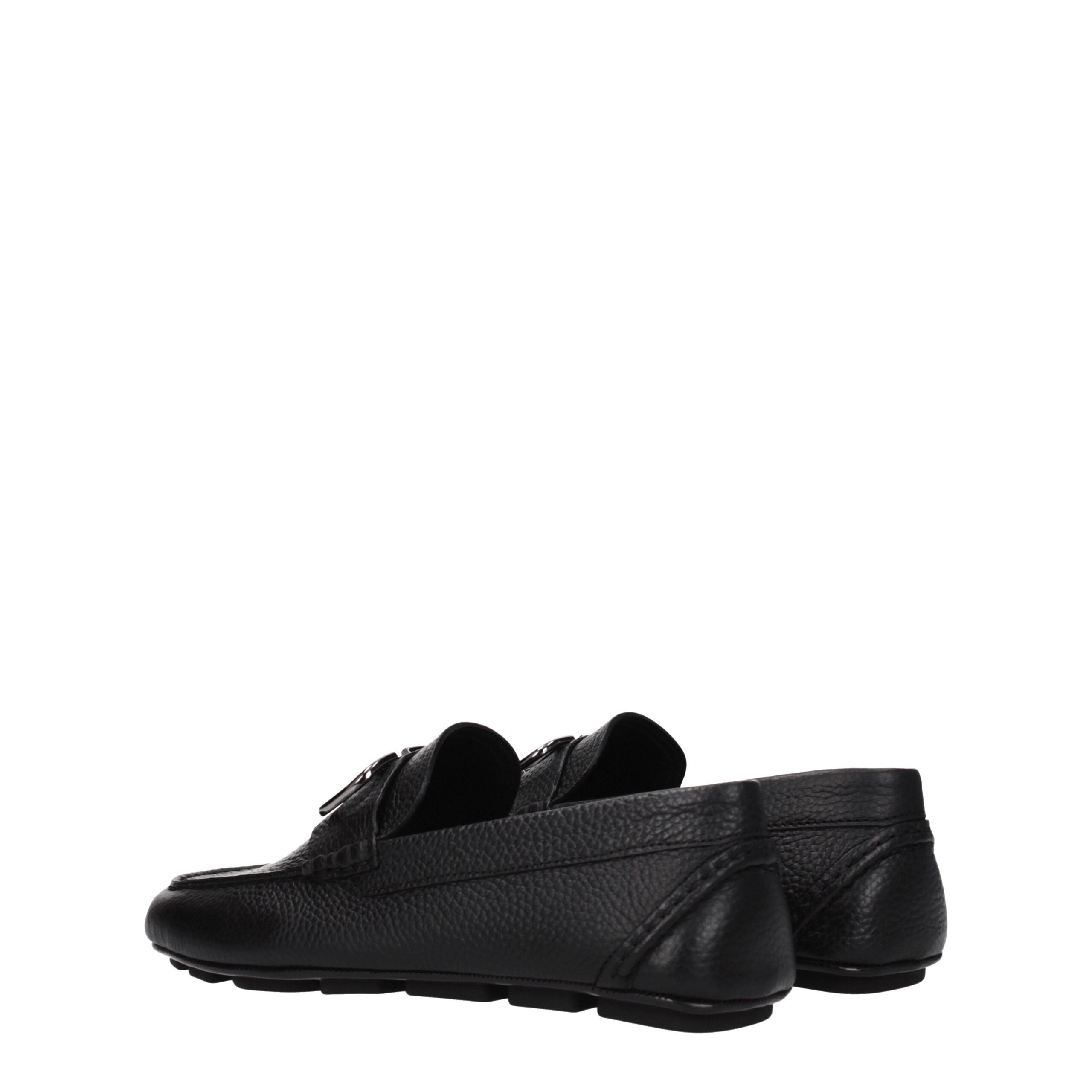 Valentino Garavani Black Leather Slip-On Loafers Valentino Garavani