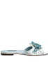 Dolce & Gabbana Silver Blue Leather Bead Embellish Slide Shoes Dolce & Gabbana