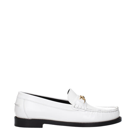 Versace White Leather Slip-On Loafers Versace