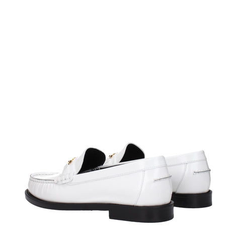 Versace White Leather Slip-On Loafers Versace