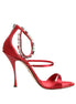 Dolce & Gabbana Red Satin Crystals Keira Sandals Heels Shoes Dolce & Gabbana