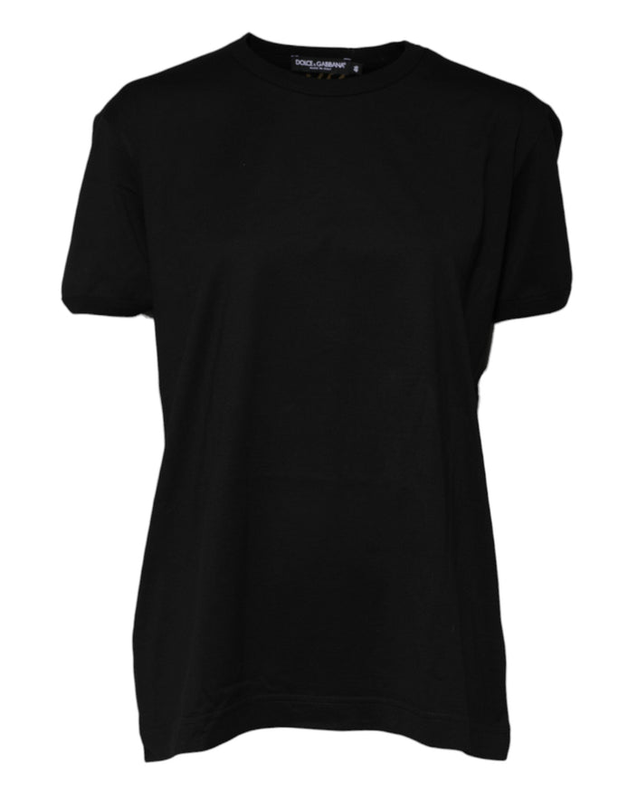 Dolce & Gabbana Black Cotton Goodluck Tee Crew Neck T-shirt Dolce & Gabbana