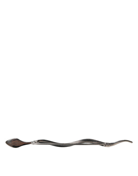 Dolce & Gabbana Silver Brass Crystal Spilla Serpente Mens Brooch Pin Dolce & Gabbana