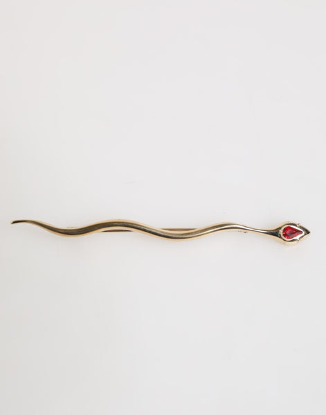 Dolce & Gabbana Gold Brass Red Crystal Spilla Serpente Mens Brooch Pin Dolce & Gabbana