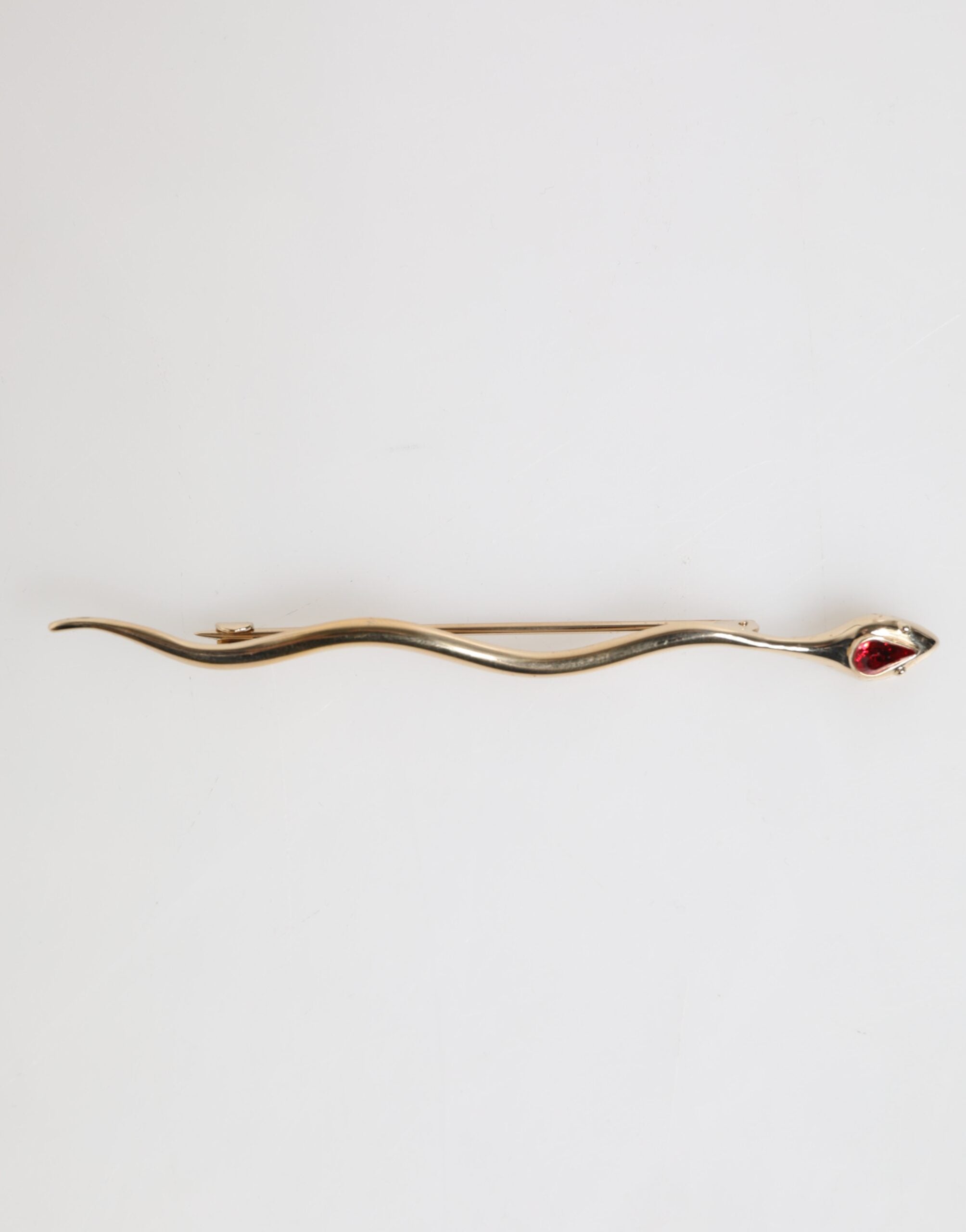 Dolce & Gabbana Gold Brass Red Crystal Spilla Serpente Mens Brooch Pin Dolce & Gabbana
