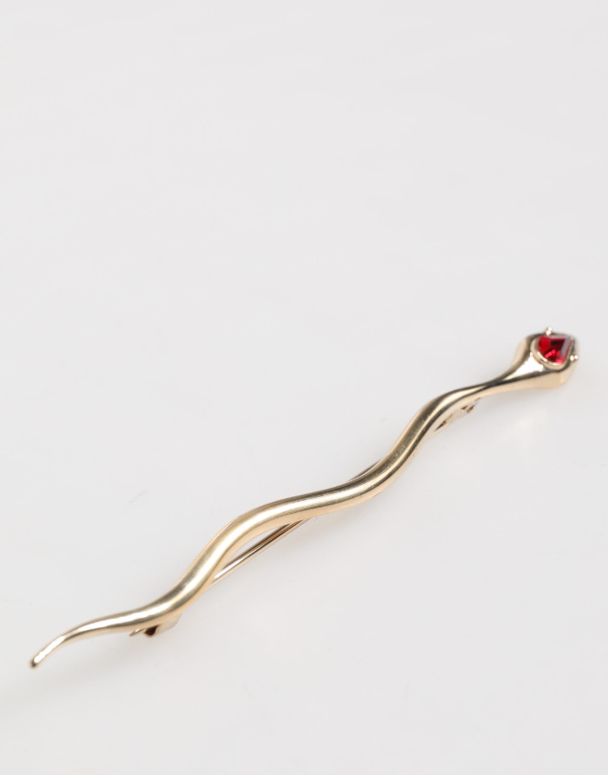 Dolce & Gabbana Gold Brass Red Crystal Spilla Serpente Mens Brooch Pin Dolce & Gabbana