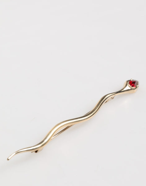 Dolce & Gabbana Gold Brass Red Crystal Spilla Serpente Mens Brooch Pin Dolce & Gabbana