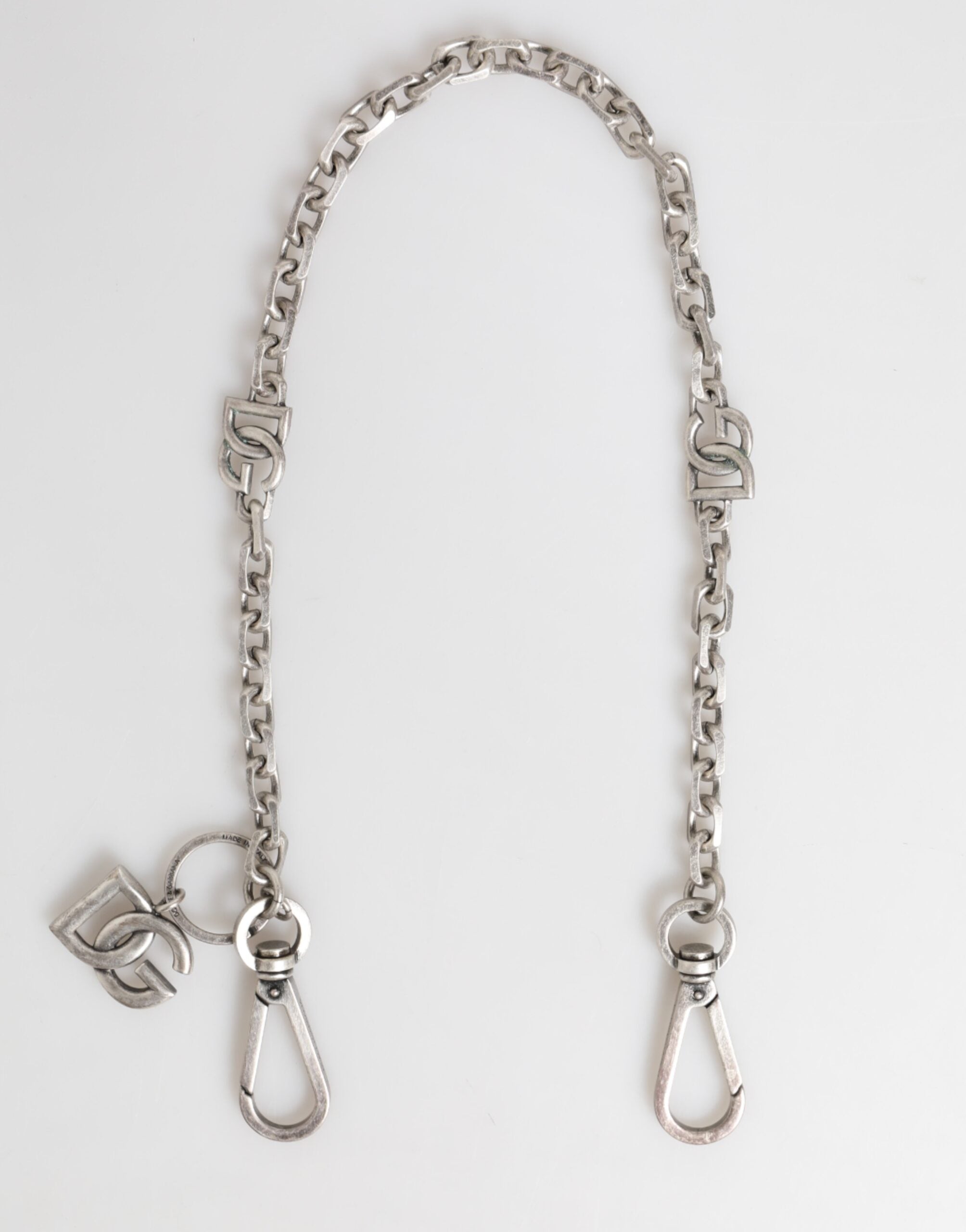 Dolce & Gabbana Silver Tone Brass DG Logo Detailing Chain Men Necklace Dolce & Gabbana