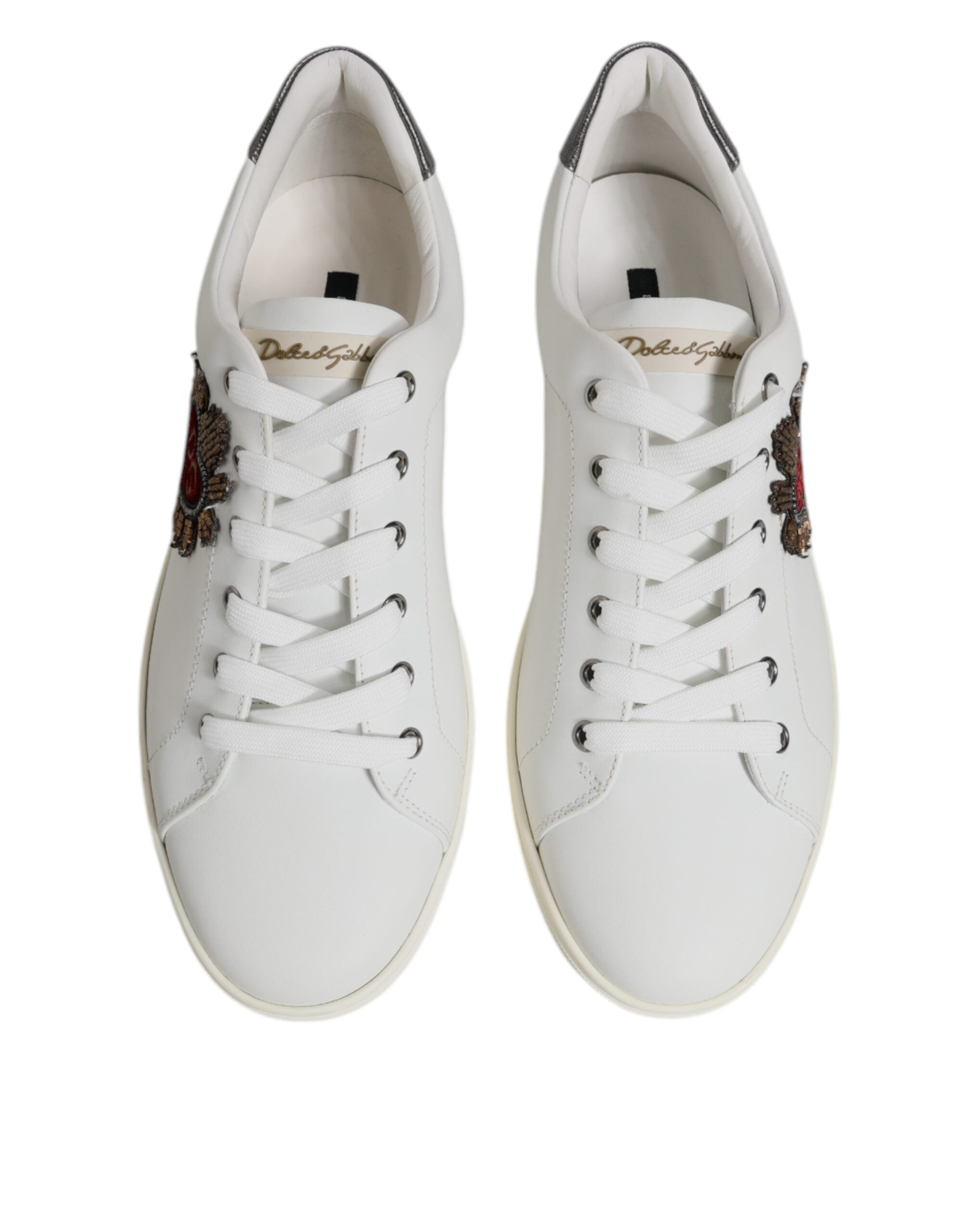 Dolce & Gabbana White Sacred Heart Men Low Top Sneakers Shoes Dolce & Gabbana
