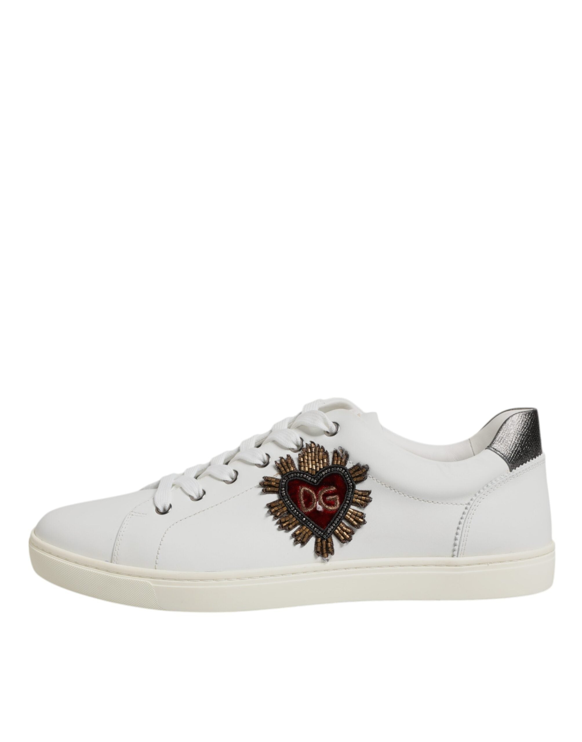 Dolce & Gabbana White Sacred Heart Men Low Top Sneakers Shoes Dolce & Gabbana