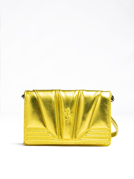 Ferrari Metal Yellow GT patent leather bag with chain Ferrari