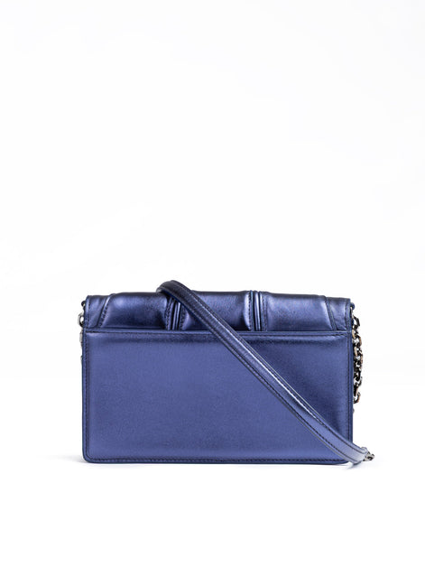 Ferrari Metal blue GT patent leather bag with chain Ferrari