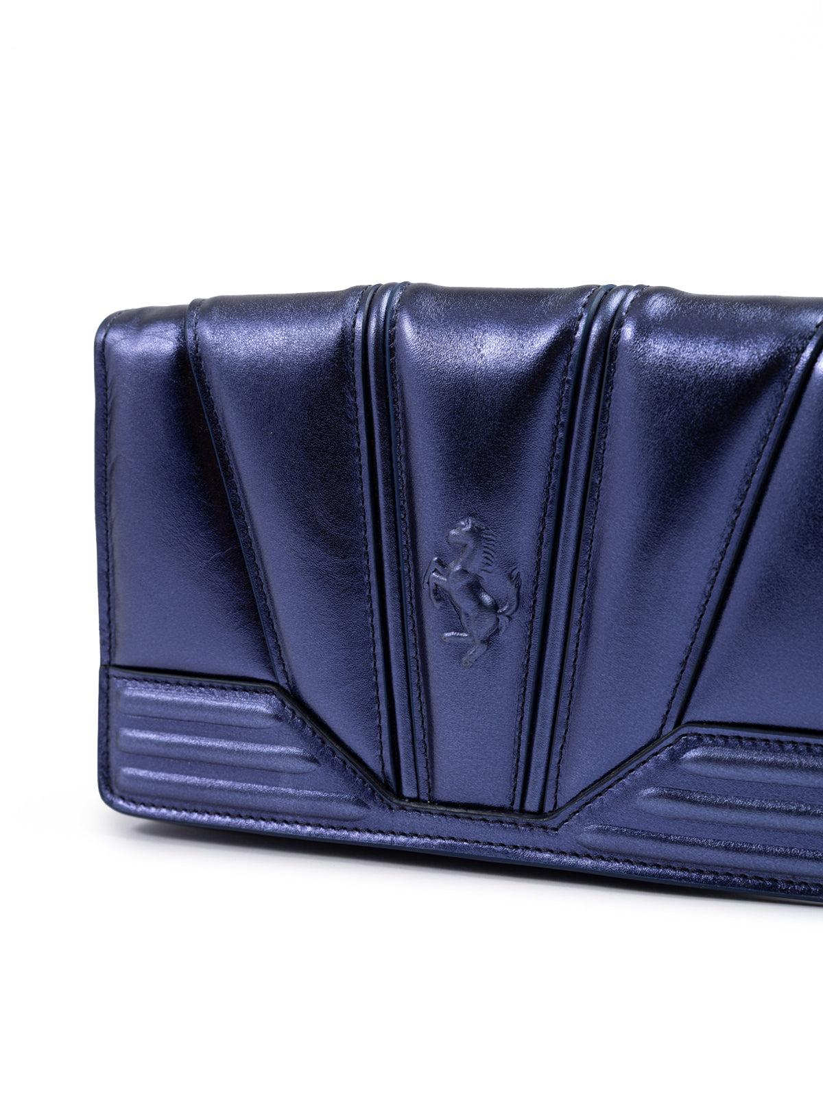 Ferrari Metal blue GT patent leather bag with chain Ferrari