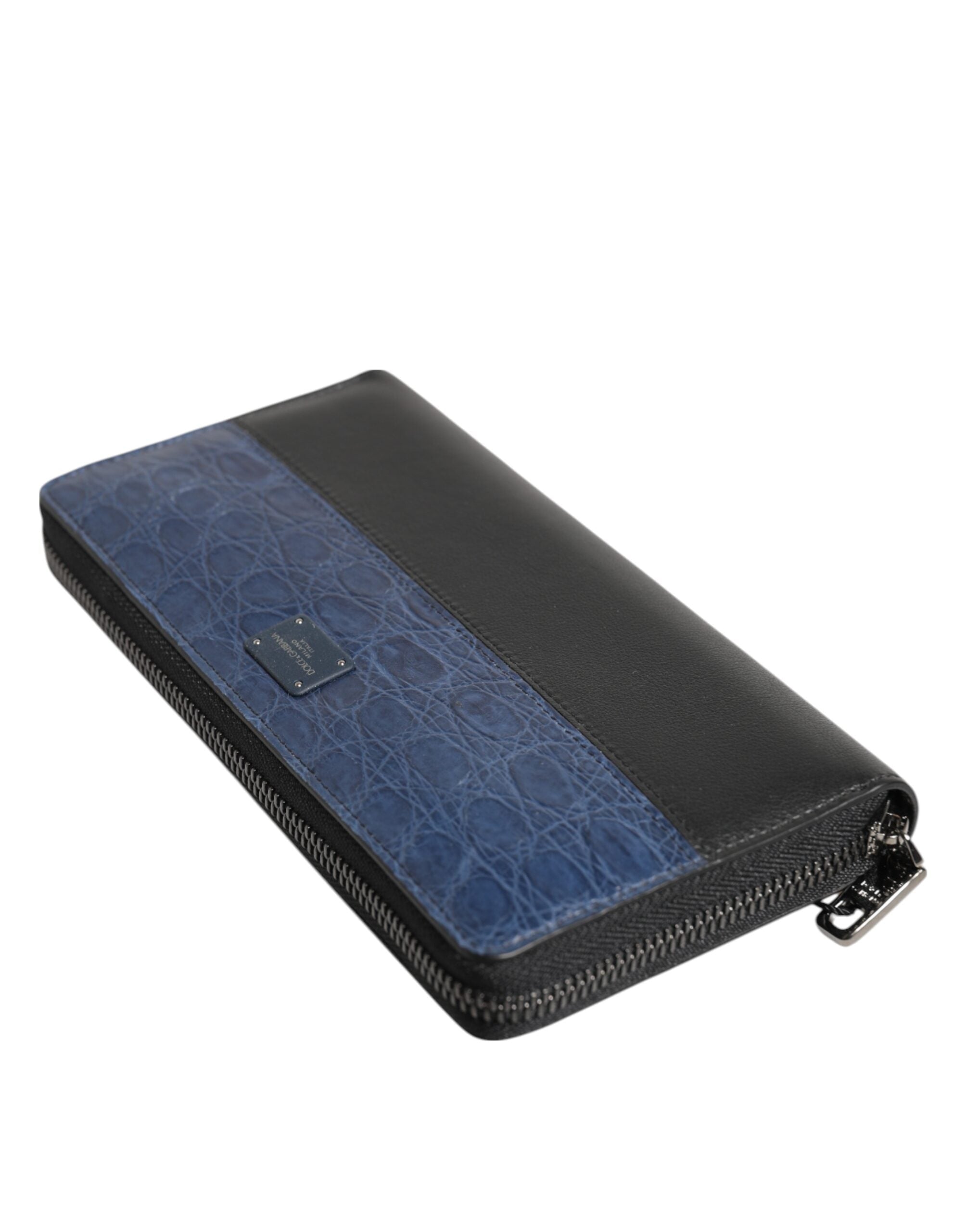 Dolce & Gabbana Black Blue Exotic Leather Men Continental Clutch Wallet Dolce & Gabbana