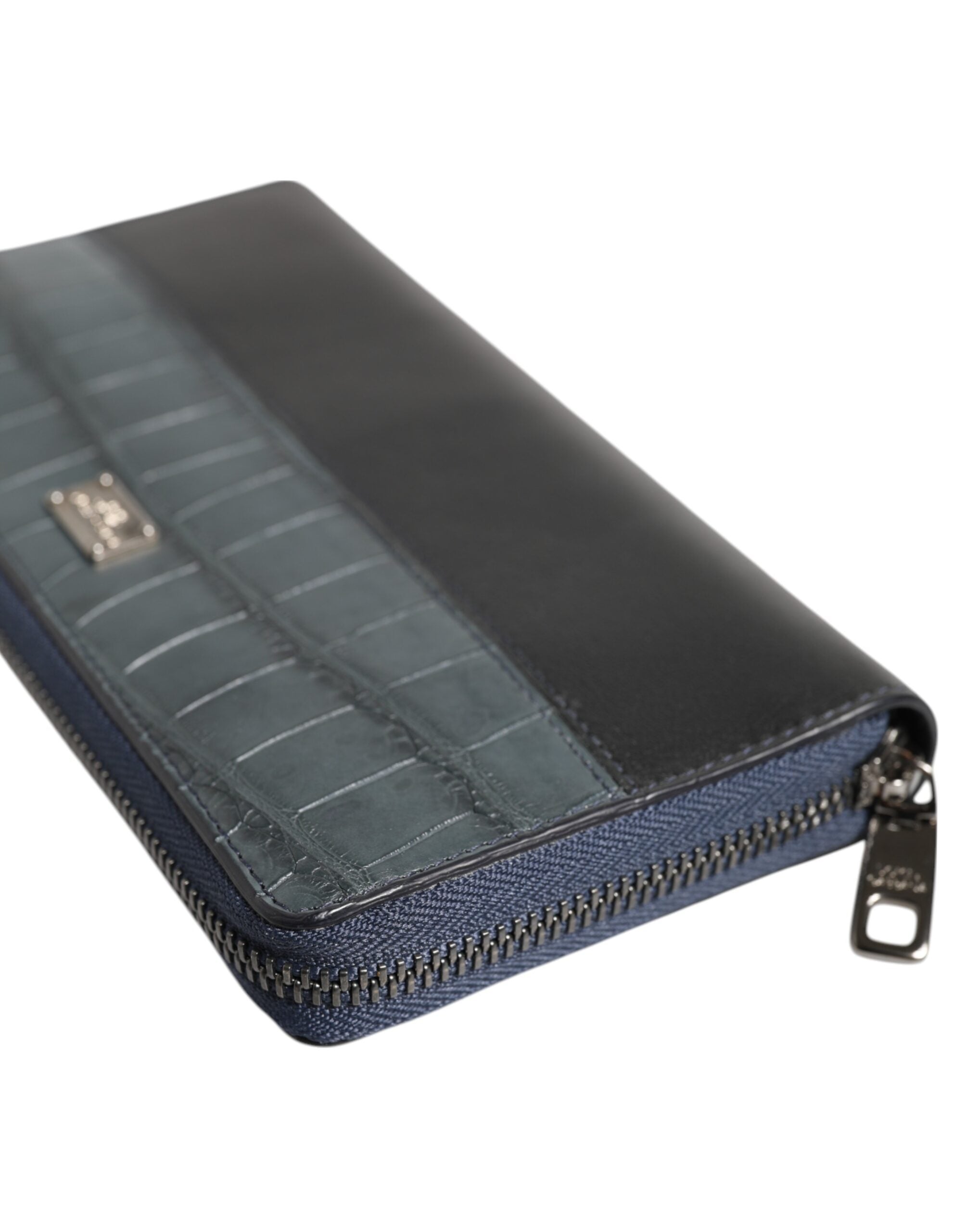 Dolce & Gabbana Black Blue Exotic Leather Men Continental Clutch Wallet Dolce & Gabbana