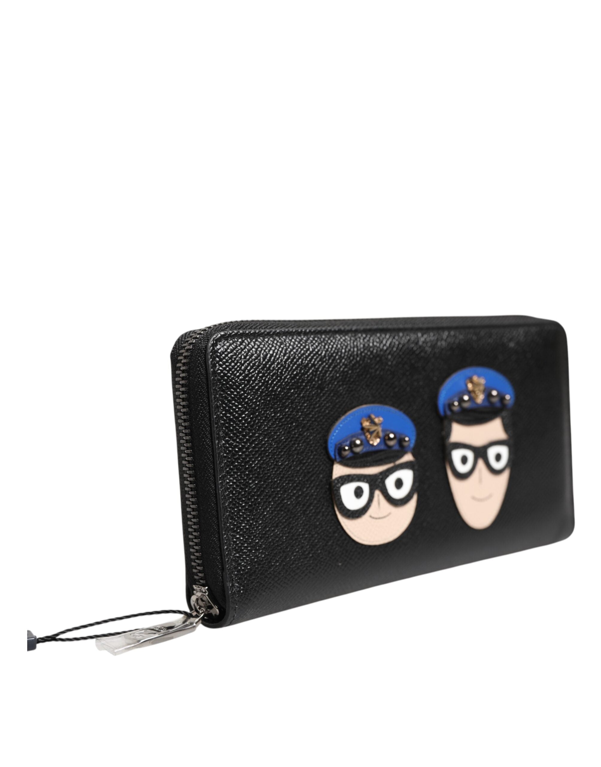 Dolce & Gabbana Black Leather #DGFAMILY Zipper Continental Mens Wallet Dolce & Gabbana