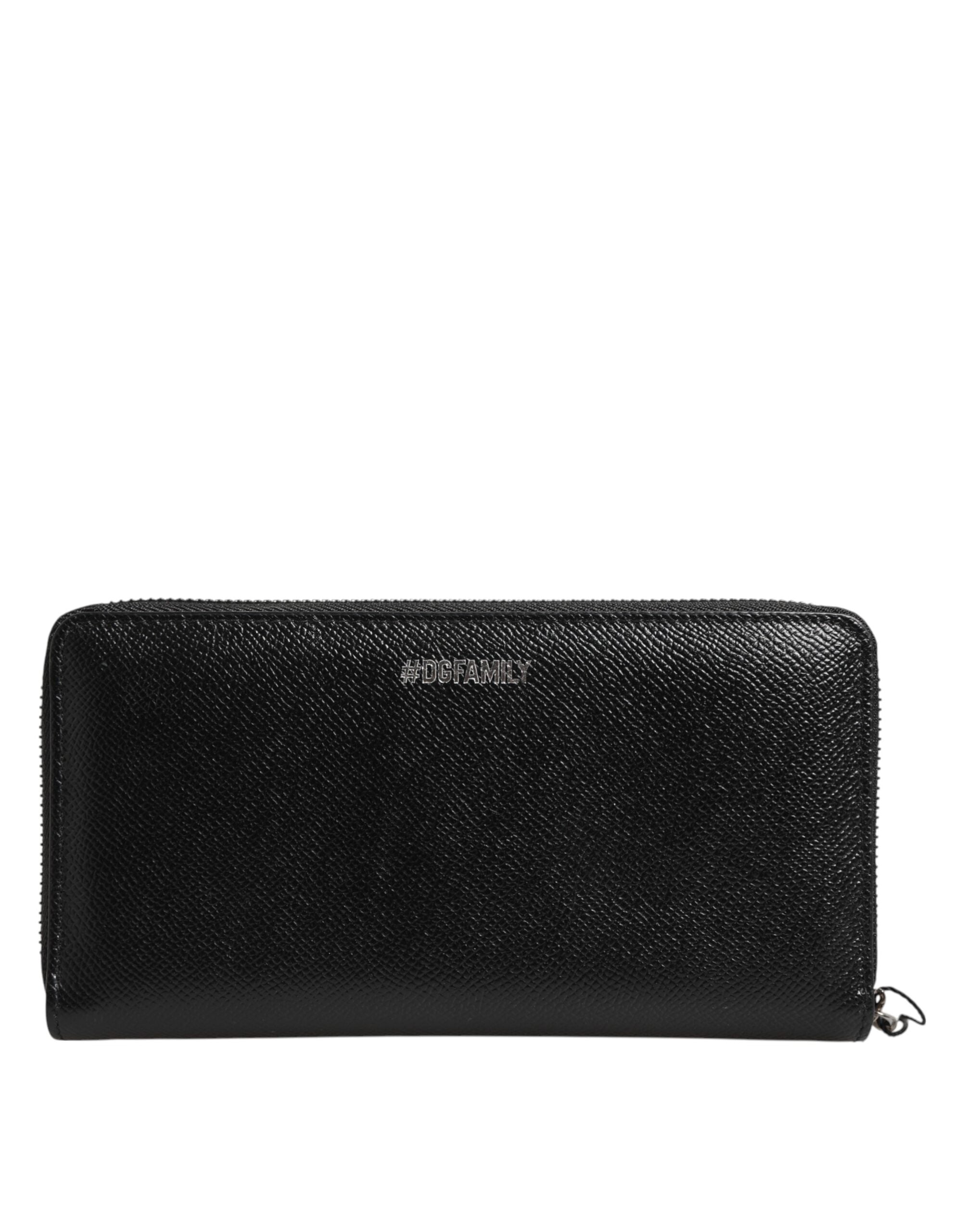 Dolce & Gabbana Black Leather #DGFAMILY Zipper Continental Mens Wallet Dolce & Gabbana