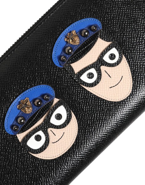 Dolce & Gabbana Black Leather #DGFAMILY Zipper Continental Mens Wallet Dolce & Gabbana