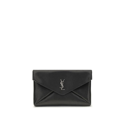 Saint Laurent Black Calf Leather Bos Taurus Clutch Bag Saint Laurent