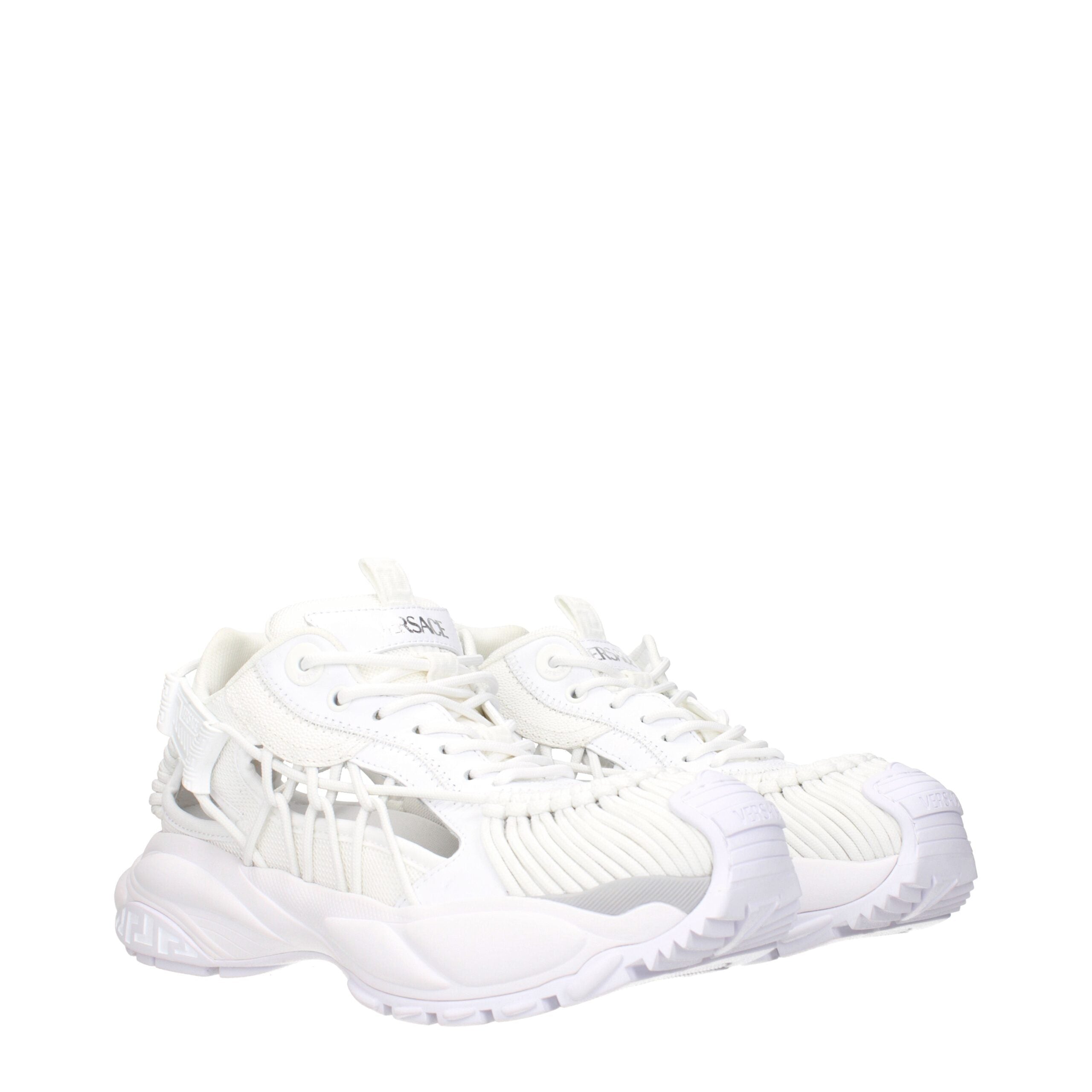 Versace White Leather Athletic Sneakers Versace