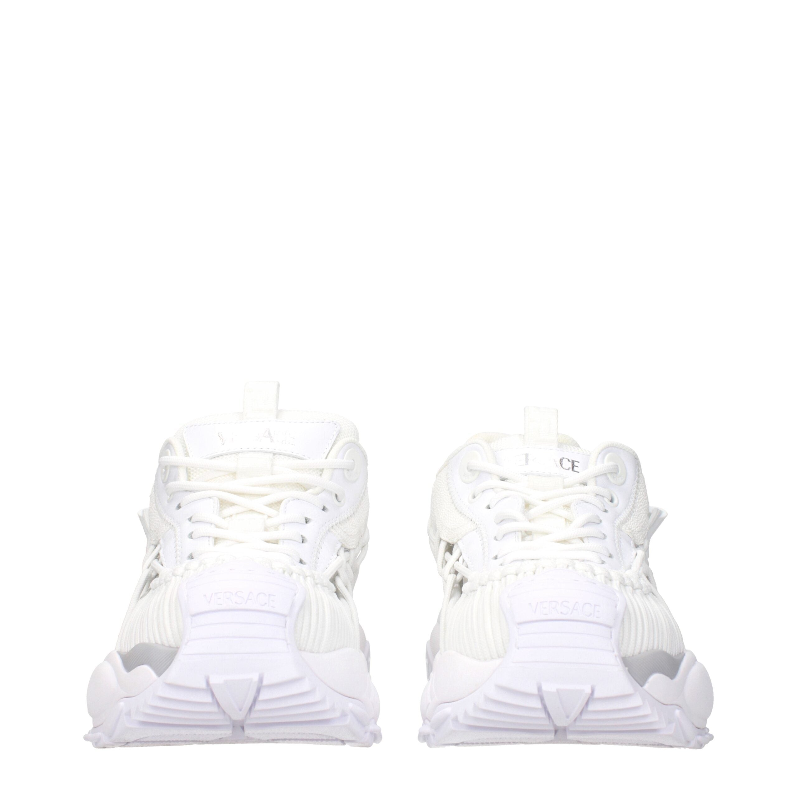 Versace White Leather Athletic Sneakers Versace