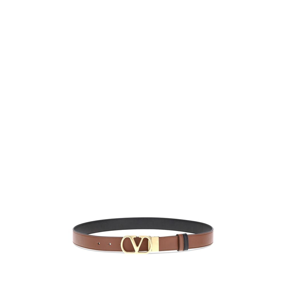 Valentino Garavani Brown Calf Leather Bos Taurus Regular Belt Valentino Garavani