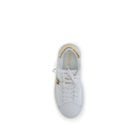 Versace White Calf Leather Bos Taurus Low Top Sneakers Versace
