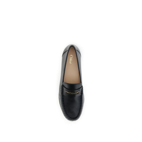 Chloé Black Calf Leather Bos Taurus Slip-On Loafers Chloé