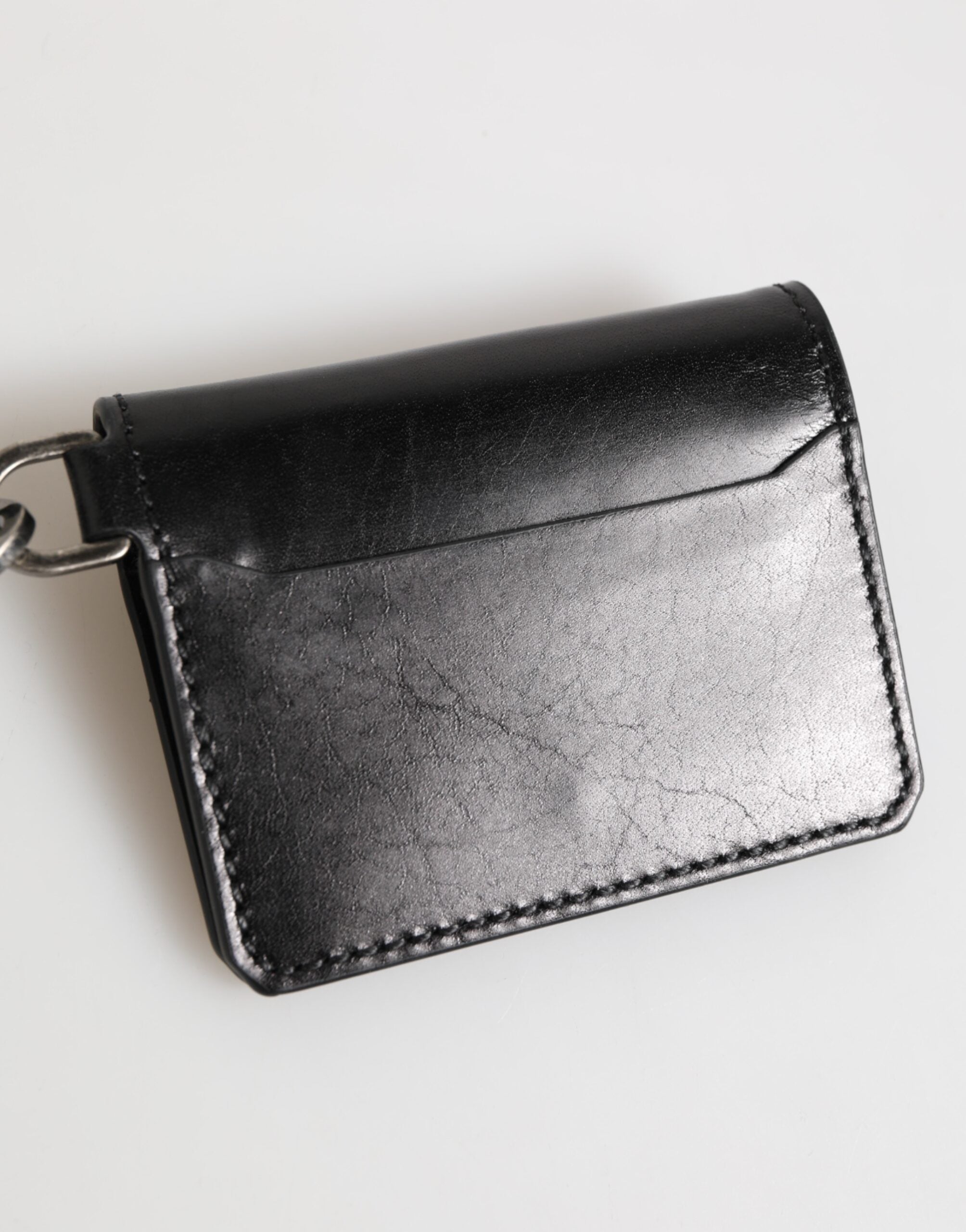 Dolce & Gabbana Wallet Black Leather Logo Embossed Key Chain Card Holder Wallet Dolce & Gabbana