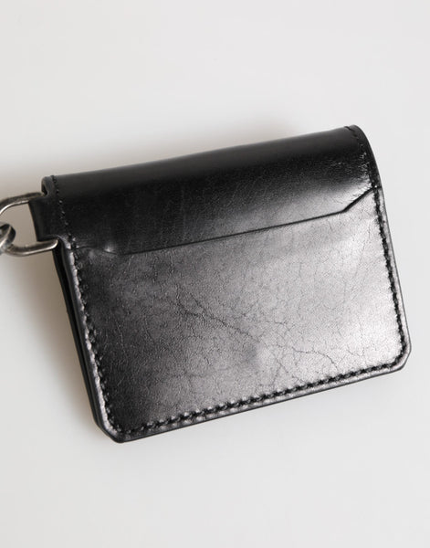 Dolce & Gabbana Wallet Black Leather Logo Embossed Key Chain Card Holder Wallet Dolce & Gabbana