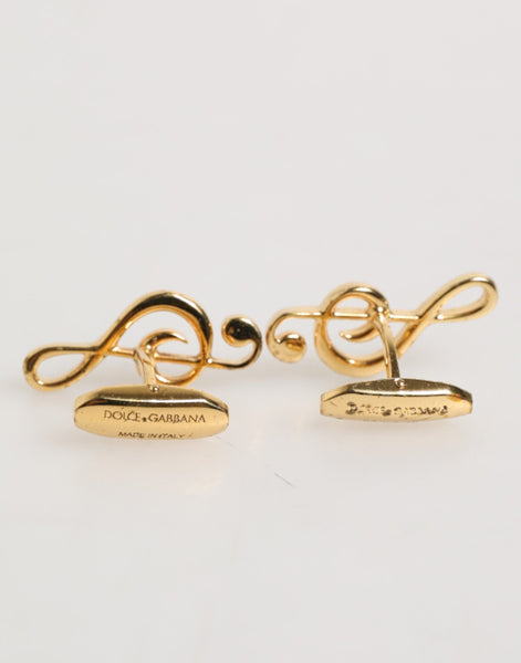 Dolce & Gabbana Gold Musical Note Metal Brass Pin Men Accessory Cufflinks Dolce & Gabbana