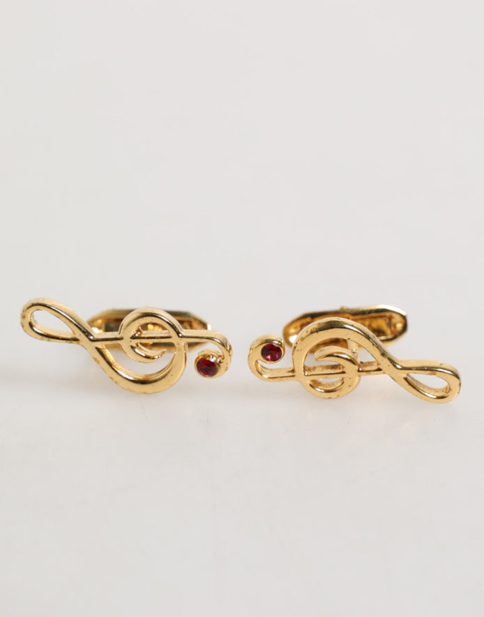 Dolce & Gabbana Gold Musical Note Metal Brass Pin Men Accessory Cufflinks Dolce & Gabbana