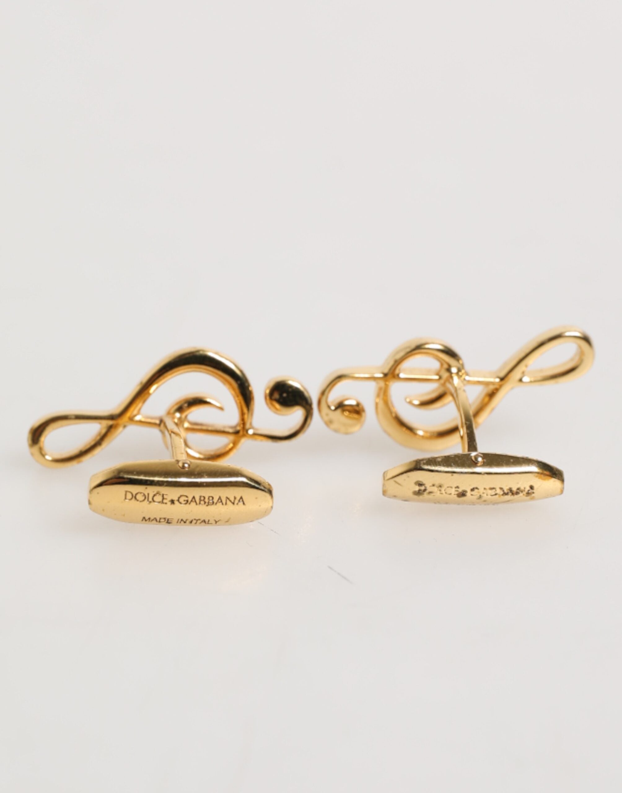 Dolce & Gabbana Gold Musical Note Metal Brass Pin Men Accessory Cufflinks Dolce & Gabbana