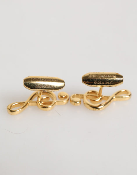 Dolce & Gabbana Gold Musical Note Metal Brass Pin Men Accessory Cufflinks Dolce & Gabbana