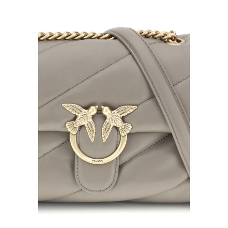 PINKO Gray Calf Leather Bos Taurus Shoulder Bag PINKO