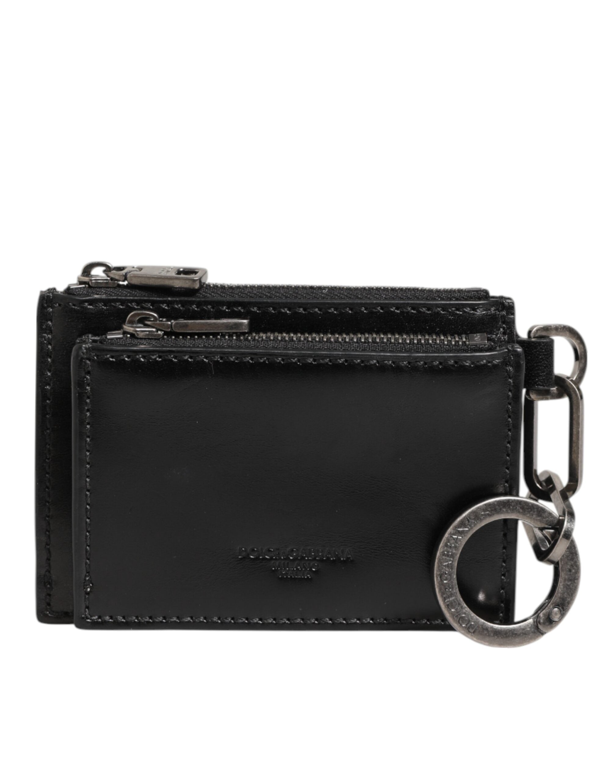 Dolce & Gabbana Black Leather Zipped Card Holder Coin Purse Keyring Wallet Dolce & Gabbana